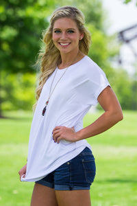 Short Sleeve Rolled Sleeve Piko Top - White - Piko Clothing