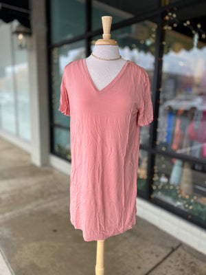 Nude SHort Sleeve V-Neck Dress By Piko1988