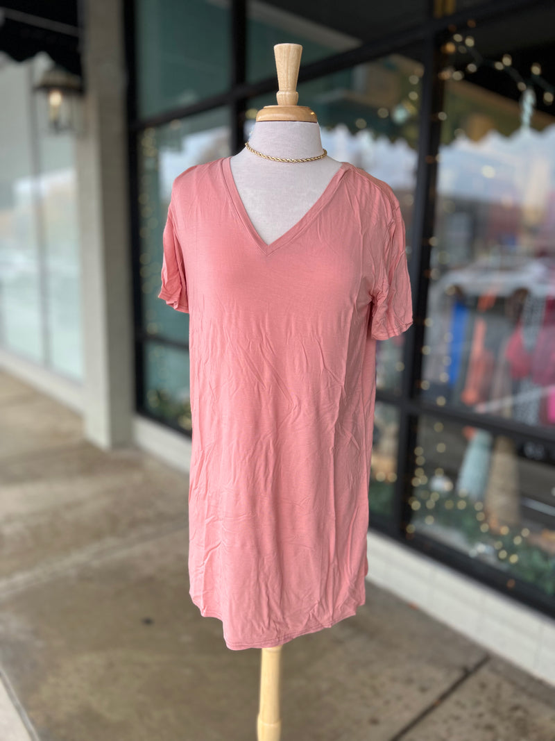 Nude SHort Sleeve V-Neck Dress By Piko1988