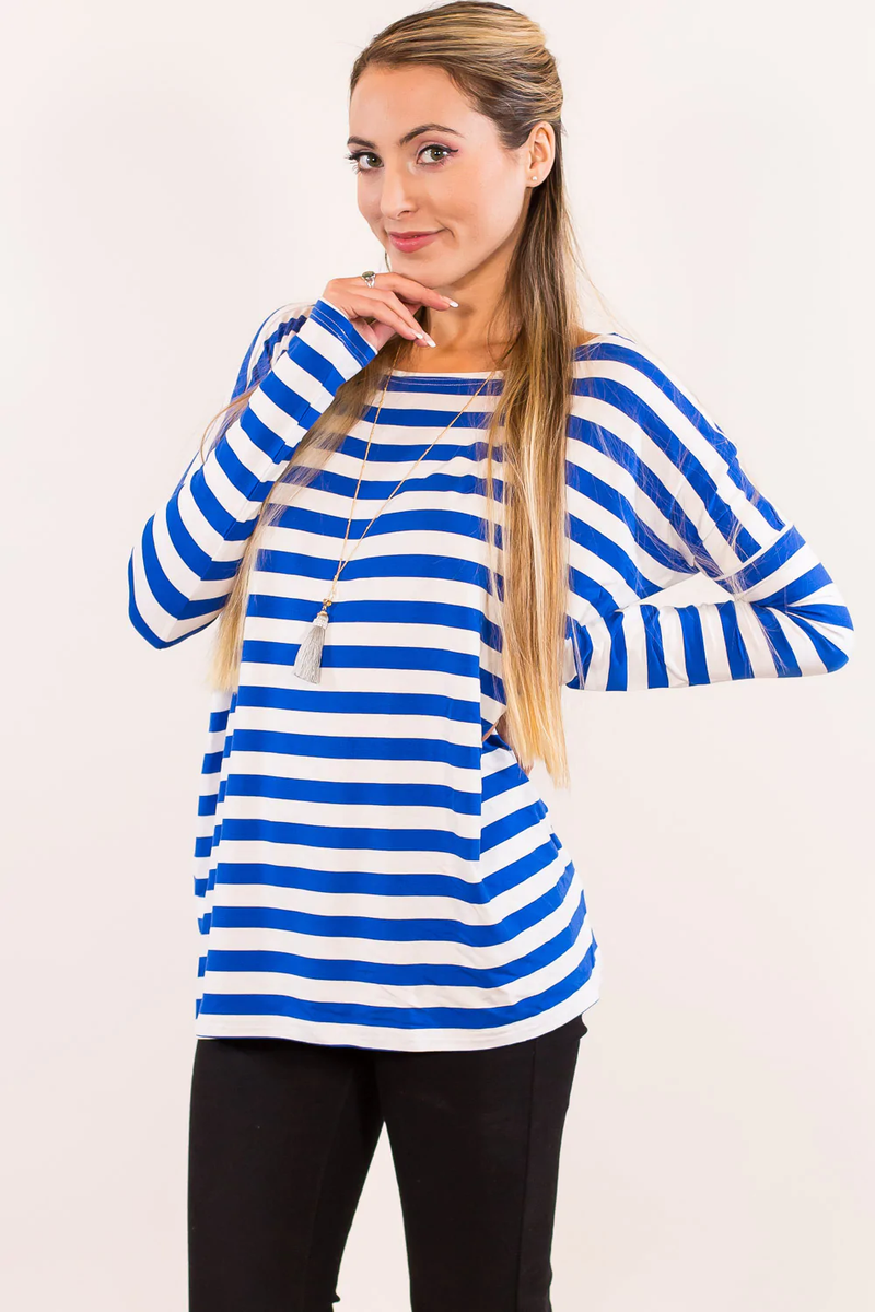 White Royal Thick Striped Top By Piko1988